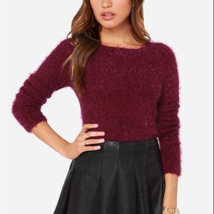 DIVIDED Burgundy Fuzzy Sweater